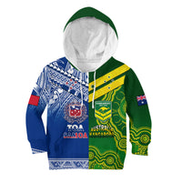 (Custom Personalised) Samoa Rugby and Australia Rugby Hoodie KID Toa Samoa Mix Kangaroos Pacific LT14 Art - Polynesian Pride