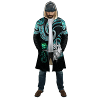 Aotearoa New Zealand Maori Shell Compass Kiwi And Manaia Printed Cloak - Polynesian Pride