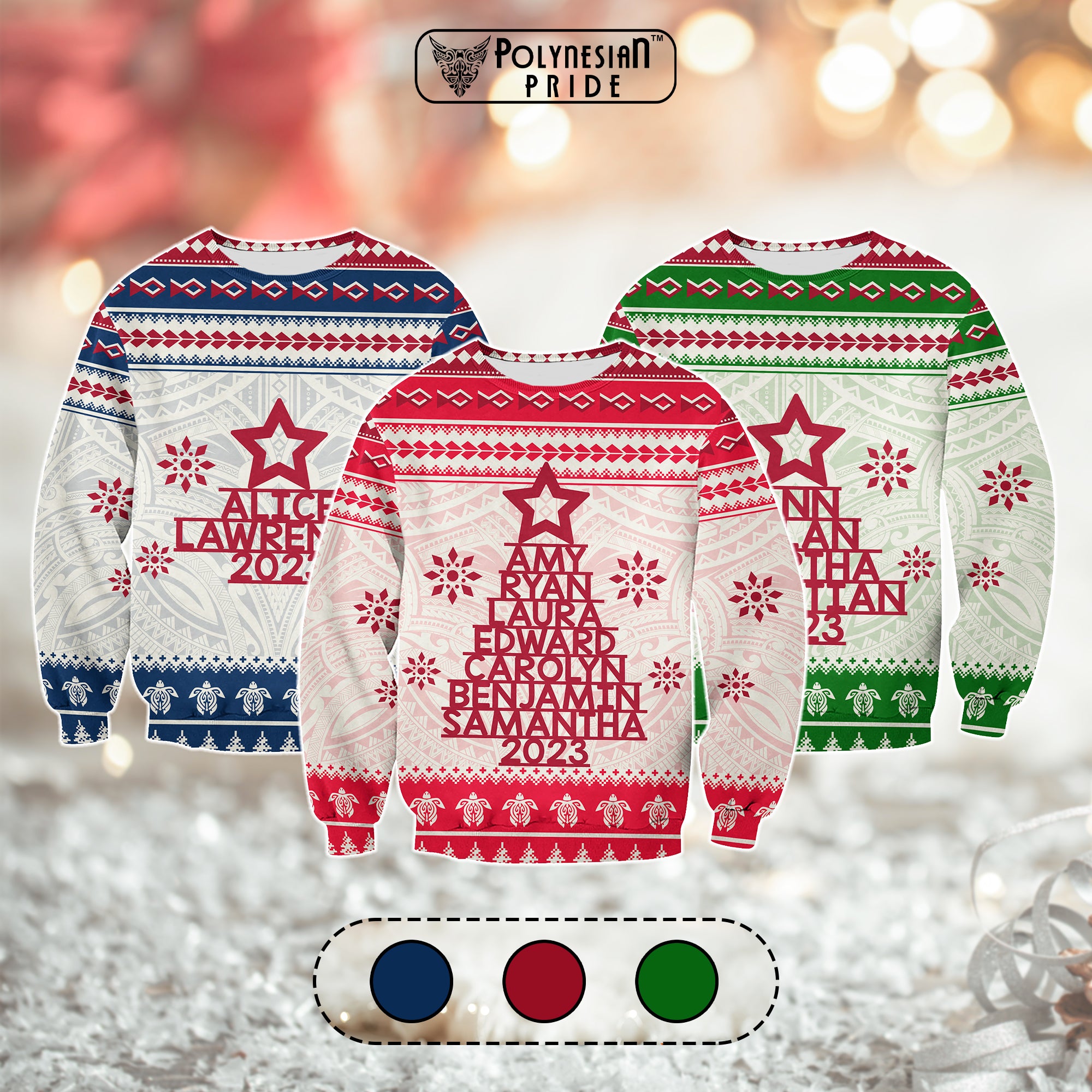 Custom Polynesian Sweatshirt Family Names Christmas Tree CTM05 Unisex - Polynesian Pride