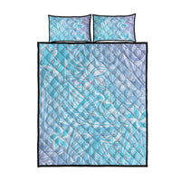 Baby Blue Gradient Polynesia Quilt Bed Set Hawaiian Tribal Hammerhead Shark Tattoo LT14