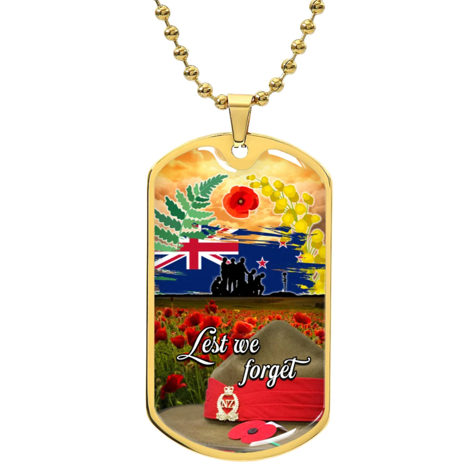 Custom Australia And New Zealand ANZAC Day Luxury Dog Tag - Military Ball Chain CTM05 - shineon