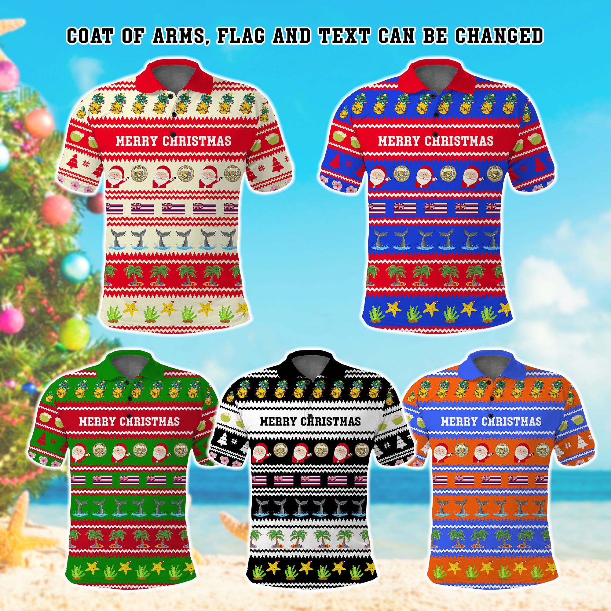 Custom Polynesian Countries Christmas Polo Shirt Funny Beach Style CTM05 - Polynesian Pride