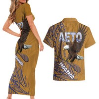 American Samoa Couples Matching Short Sleeve Bodycon Dress and Hawaiian Shirt AETO Pago Pago Wings Style LT03