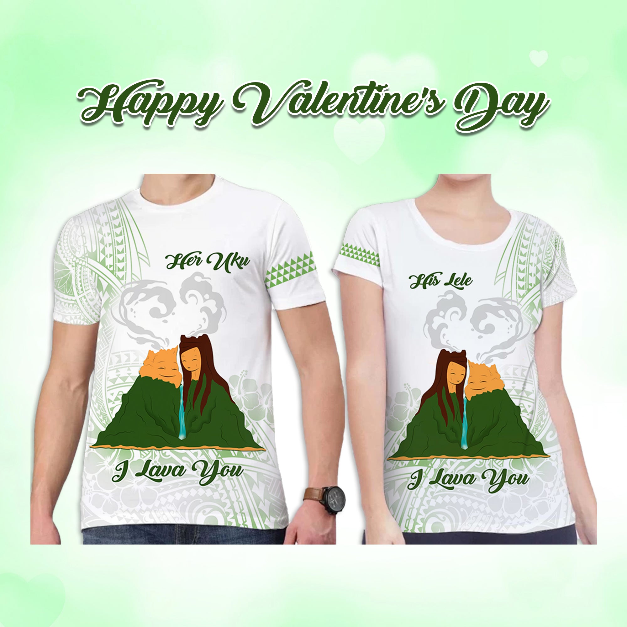 Custom Polynesian Couple Volcano Valentine Day T Shirt I LAVA YOU CTM05 - Polynesian Pride