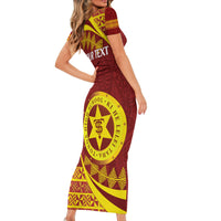 Personalised Tonga High School Family Matching Short Sleeve Bodycon Dress and Hawaiian Shirt Happy 77 Years Anniversary LT14