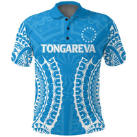 Custom Cook Islands Tongareva Polo Shirt Tribal Pattern LT12 Blue - Polynesian Pride