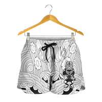 2026 Autumn Rugby Nations New Zealand Shorts for Women White Kowhaiwhai Maori Tribal Taniko Motif