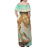 Hawaii Couple Outfits Hawaii Matching Dress and Hawaiian Shirt Polynesian Shark And Sea Turtle Dreamy Turquoise Artsy LT14