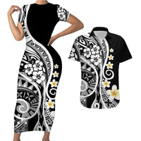 Plumeria Polynesian Couples Matching Outfits Combo Bodycon Dress And Hawaii Shirt Trending Black LT6 No Dress - Polynesian Pride