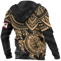 American Samoa Polynesian Hoodie Gold Turtle - Polynesian Pride
