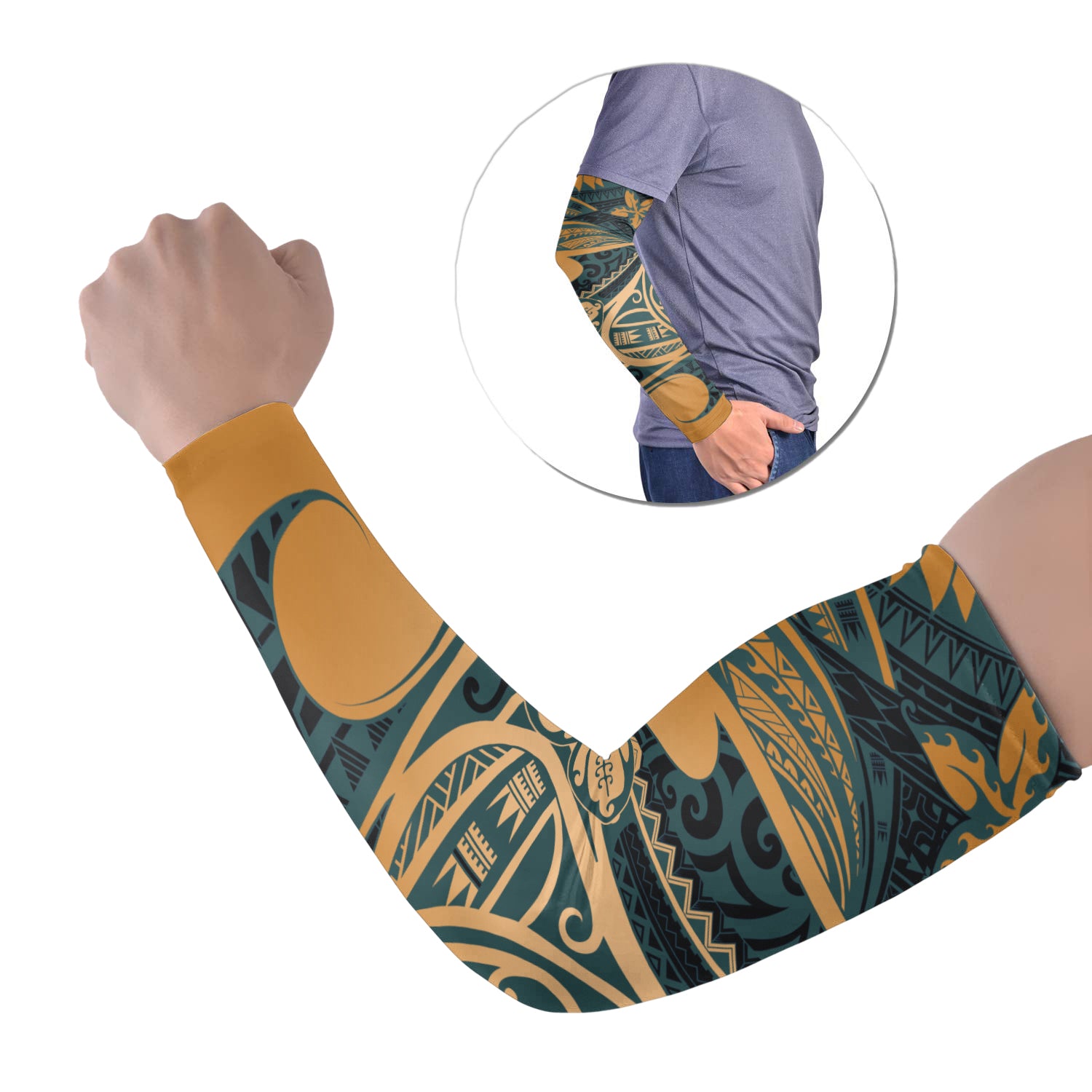 Polynesian Tribal Tattoo Arm Sleeve 43 (Set of Two) LT6 Set of 2 Green - Polynesian Pride
