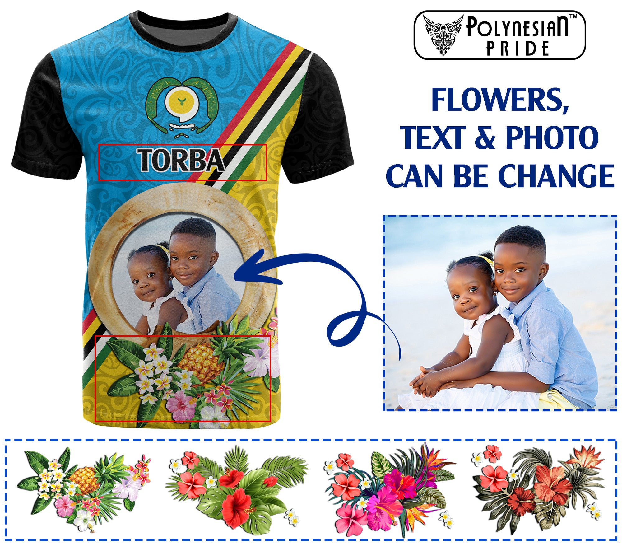 Torba Province Custom T Shirt With Photo Vanuatuan Boar's Tusk Flag Multicolored CTM09 - Polynesian Pride