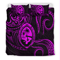 Polynesian Pride Guam With Polynesian Tribal Tattoo and Coat of Arms Bedding Set Purple Version LT9 - Polynesian Pride