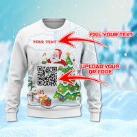 Custom QR Code Polynesian Christmas Knitted Sweatshirt Funny Santa Claus and Xmas Style