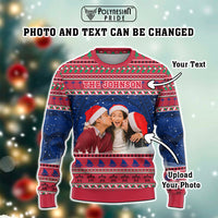 Custom Photo Guam Christmas Knitted Sweatshirt Guaman Seal Poinsettia Felis Pasgua