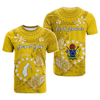 Custom Cook Islands Gospel Day T Shirt Islands Map Plumeria Polynesian Pattern CTM05 - Polynesian Pride