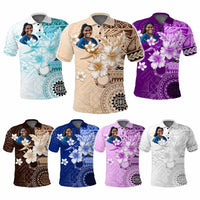 Custom Photo Samoa Polo Shirt Samoa Siapo Pattern With Hibiscus CTM05 - Polynesian Pride