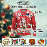 Custom Polynesian Countries Christmas Knitted Sweatshirt Santa Coat Of Arms - Polynesian Pride