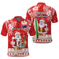 Custom Polynesian Countries Christmas Polo Shirt Santa Coat Of Arms - Polynesian Pride