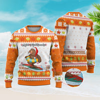 Custom Christmas Hawaii Symbols Knitted Sweatshirt Polynesian Tribal Pattern