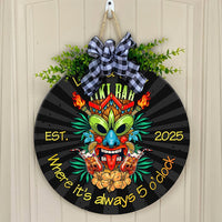 Custom Tiki Bar Hanging Door Sign CTM05 Black - Polynesian Pride