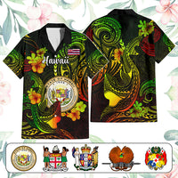 Custom Polynesian Countries Hawaiian Shirt Coat Of Arms Polynesian Tribal Tattoo Shark