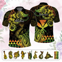 Custom Hawaii Symbols Polo Shirt Plumeria Kakau Polynesian Tribal