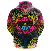 Custom Photo Happy Pansexual Pride Day Hoodie Love Is Love Polynesian Style CTM05 Zip Hoodie Multicolor - Polynesian Pride