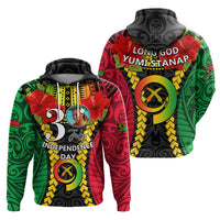 Custom Photo Vanuatu Independence Day Hoodie Pig Tusk Polynesian Pattern