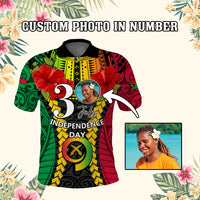 Custom Photo Vanuatu Independence Day Polo Shirt Pig Tusk Polynesian Pattern