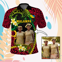 Custom Photo Vanuatu Provinces Polo Shirt Coat Of Arms Plumeria Polynesian Pattern