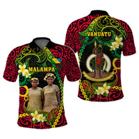 Custom Photo Vanuatu Provinces Polo Shirt Coat Of Arms Plumeria Polynesian Pattern
