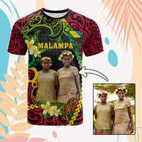 Custom Photo Vanuatu Provinces T Shirt Coat Of Arms Plumeria Polynesian Pattern CTM05 Red - Polynesian Pride