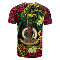 Custom Photo Vanuatu Provinces T Shirt Coat Of Arms Plumeria Polynesian Pattern