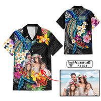 Custom Photo Polynesian Shark Tattoo Hawaiian Shirt Beauty Pacific Flowers CTM09 Multicolor - Polynesian Pride