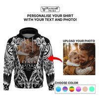 Custom Upload Photo Happy Father's Day - Best Dad Ever Hoodie Polynesian Plumeria Tribal Art