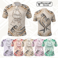 Custom Fist Bump Father's Day Sign Polo Shirt Polynesian Shark Tribal Tattoo