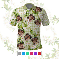 Custom Photo Hawaiian Palaka Polo Shirt Mokihana Maile Ilima Leis