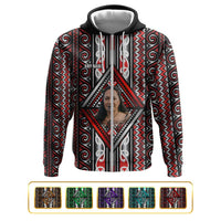 Personalised Aotearoa Iwi Photo Name Hoodie Traditional Maori Taniko Kowhaiwhai Pattern