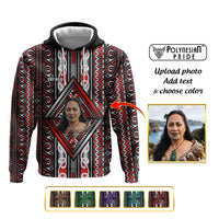 Personalised Aotearoa Iwi Photo Name Hoodie Traditional Maori Taniko Kowhaiwhai Pattern