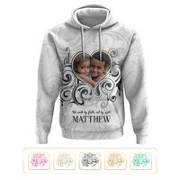 Custom Photo Name Polynesian White Sunday Hoodie Tribal Art Heart with Cross