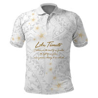 Christian Cross Floral Personalized Text Polo Shirt Polynesian Plumeria Tribal Motif