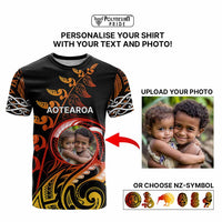 Custom New Zealand T Shirt Aotearoa Symbols with Maori Fern Reggae Arty Color