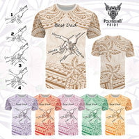 Custom Father's Day Fist Bump Dad and Baby Hands Holding T Shirt - Plumeria Floral Tribal Tattoo Unique CTM09 Multicolor - Polynesian Pride