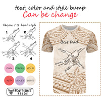 Custom Father's Day Fist Bump Dad and Baby Hands Holding T Shirt - Plumeria Floral Tribal Tattoo Unique