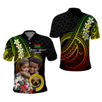 Custom Photo Vanuatu Provinces Polo Shirt Vanuatuan Pig Tusk and Pacific Beauty Flower
