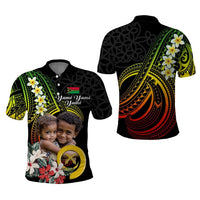 Custom Photo Vanuatu Provinces Polo Shirt Vanuatuan Pig Tusk and Pacific Beauty Flower CTM09 - Polynesian Pride