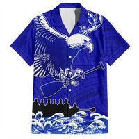 Custom American Samoa Fautasi Race Hawaiian Shirt Eagle With Polynesian Pattern