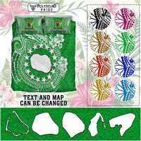 Custom Cook Islands Bedding Set Islands Map Plumeria With Polynesian Tattoo