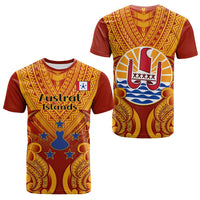 Custom French Polynesia T Shirt Five Groups Of Islands Flag Plumeria Polynesian Tribal